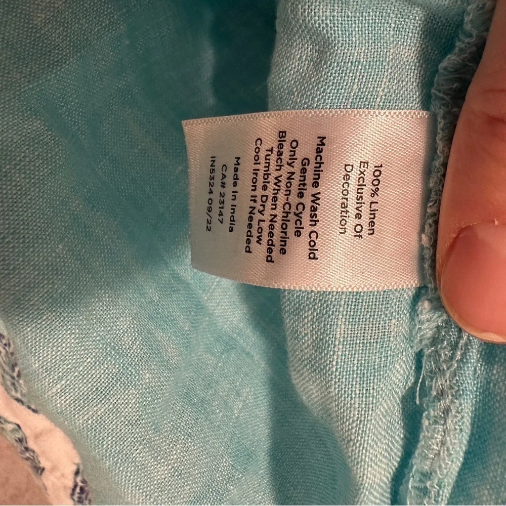 Talbots Aqua Blue Linen Peasant Tunic With Pleated Sleeves Size SP Women’s NWT - Picture 14 of 14